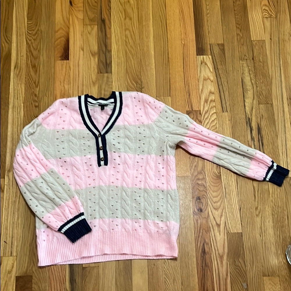 Pink and Cream Women's Sweater
